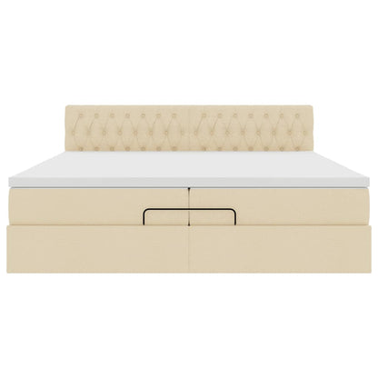 Ottoman-Bett mit Matratzen Creme 200x200 cm Stoff