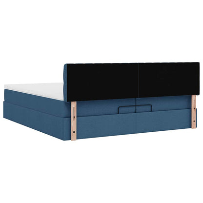 Ottoman-Bett mit Matratzen Blau 200x200 cm Stoff