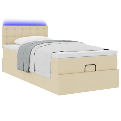 Ottoman-Bett mit Matratze Creme 80x200 cm Stoff