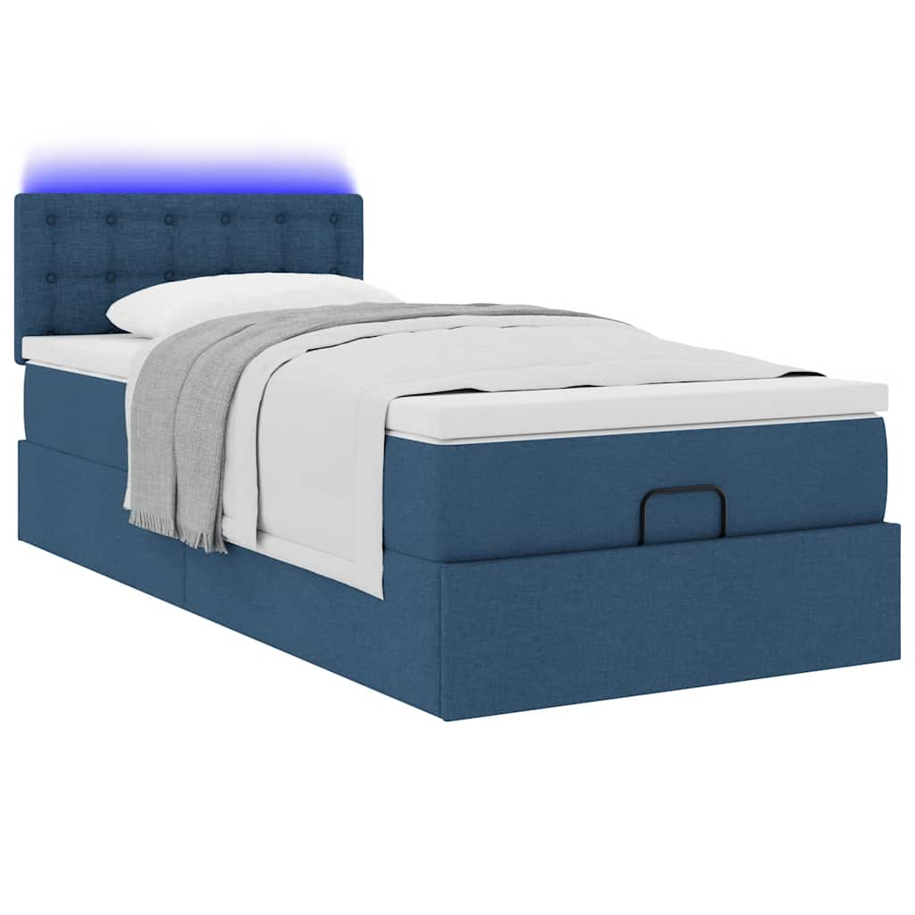 Ottoman-Bett mit Matratze Blau 90x190 cm Stoff