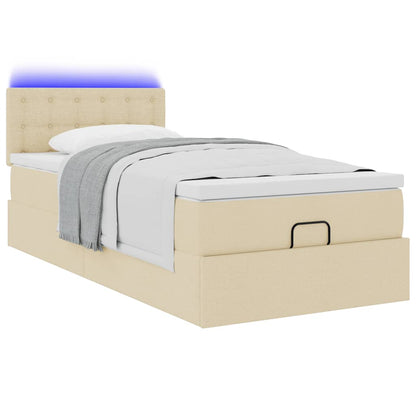 Ottoman-Bett mit Matratze Creme 90x200 cm Stoff