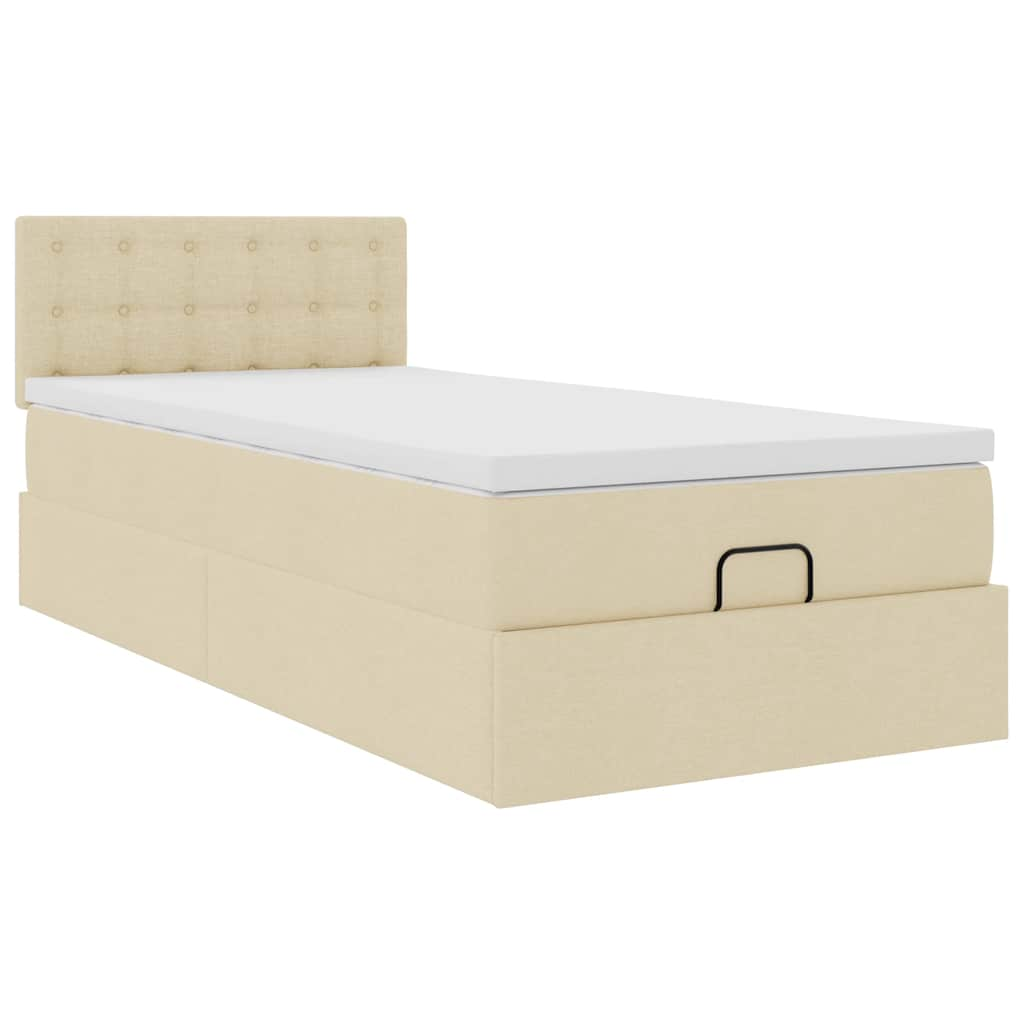 Ottoman-Bett mit Matratze Creme 90x200 cm Stoff