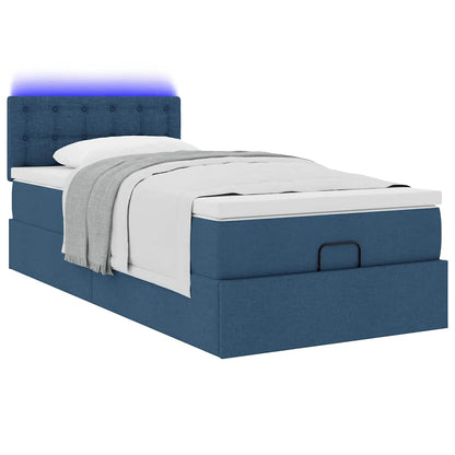 Ottoman-Bett mit Matratze Blau 90x200 cm Stoff