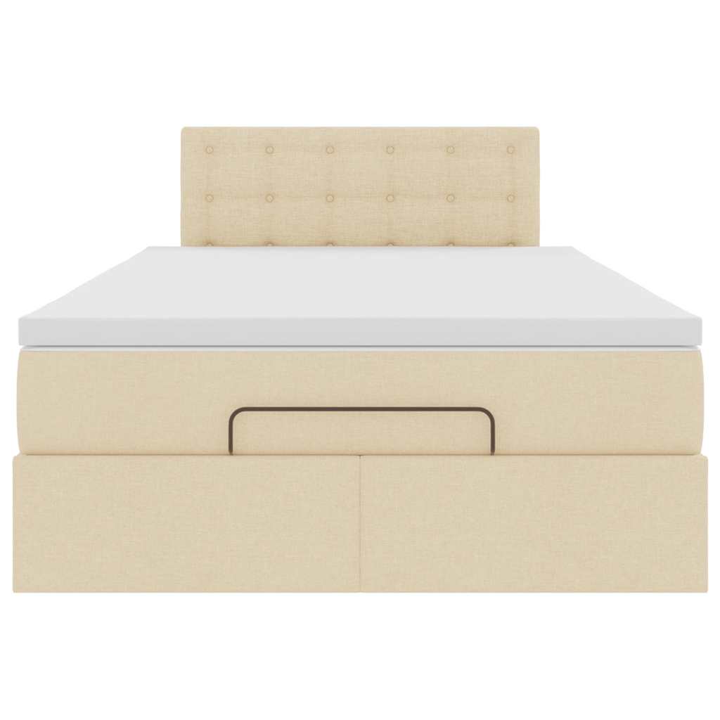 Ottoman-Bett mit Matratze Creme 120x190 cm Stoff