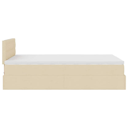 Ottoman-Bett mit Matratze Creme 120x190 cm Stoff