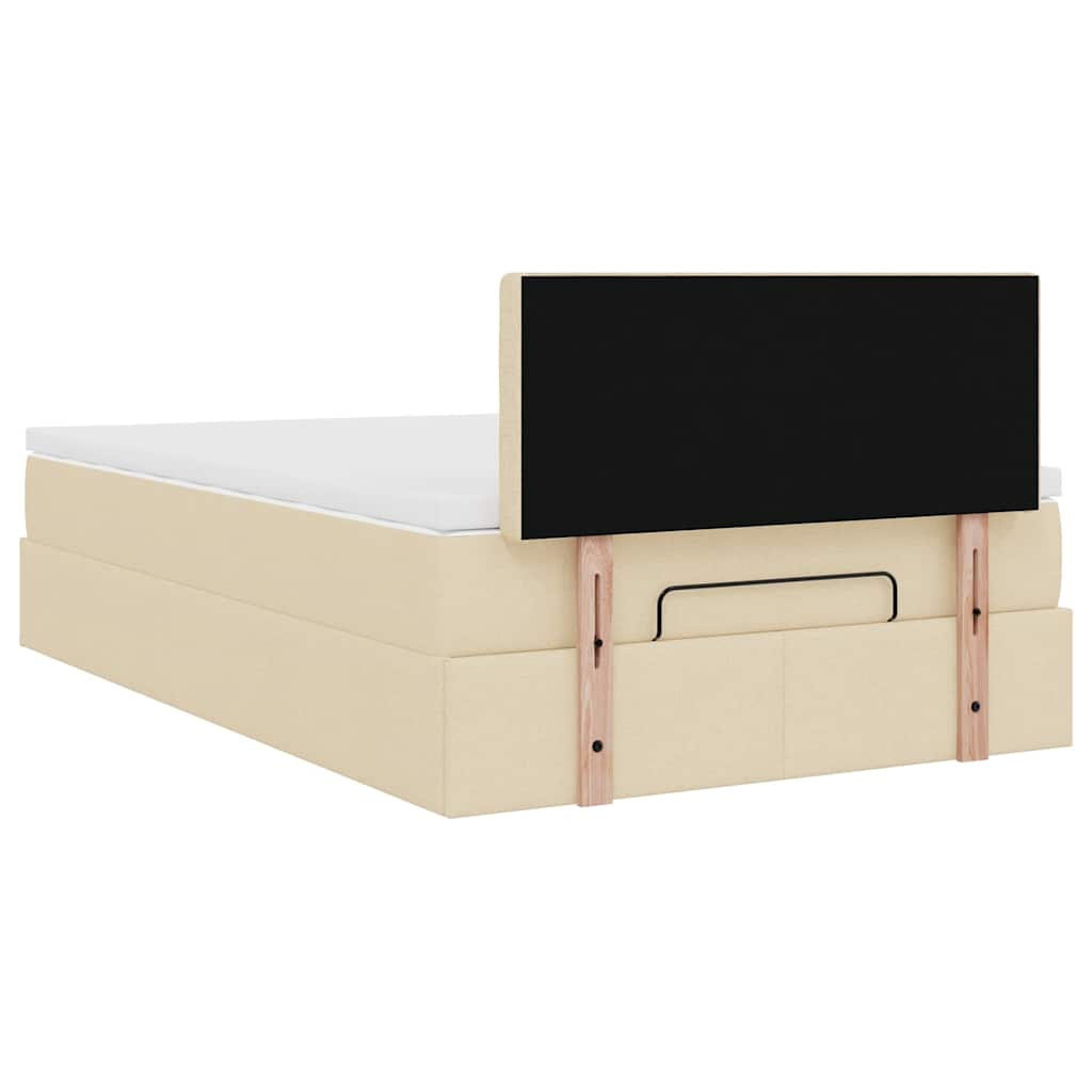 Ottoman-Bett mit Matratze Creme 120x190 cm Stoff