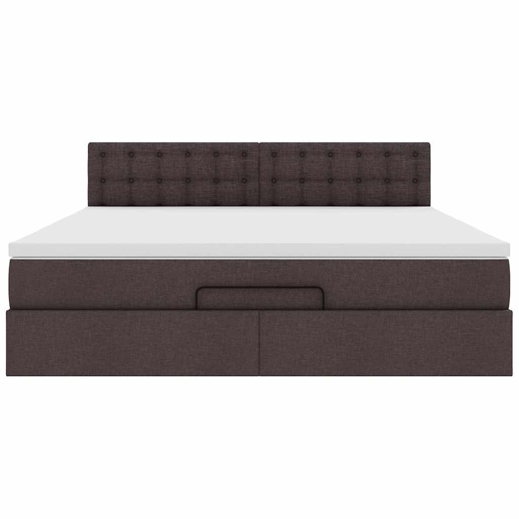 Ottoman-Bett mit Matratze Dunkelbraun 160x200 cm Stoff