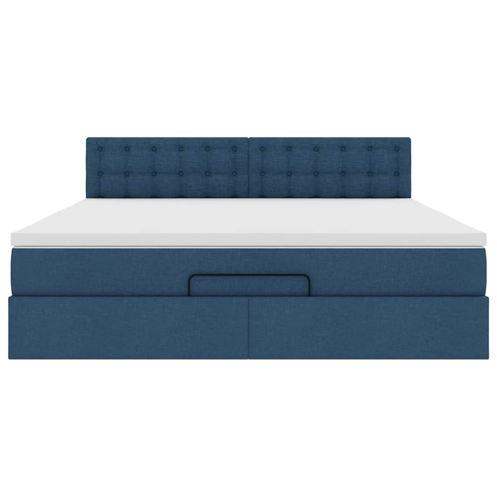 Ottoman-Bett mit Matratze Blau 160x200 cm Stoff