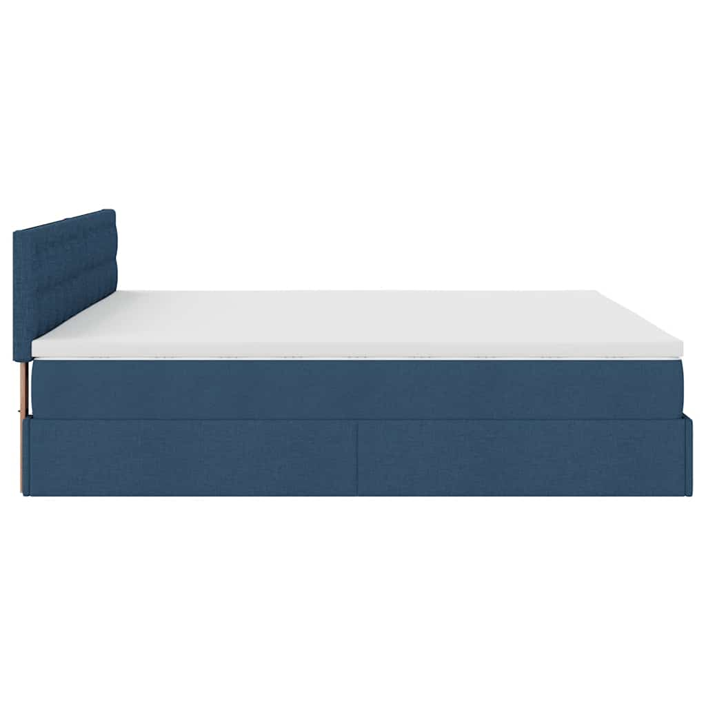 Ottoman-Bett mit Matratze Blau 180x200 cm Stoff