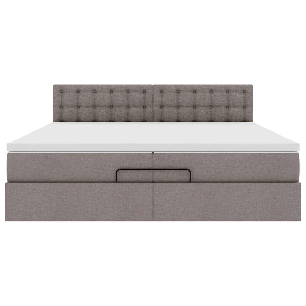 Ottoman-Bett mit Matratzen Taupe 200x200 cm Stoff