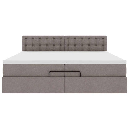 Ottoman-Bett mit Matratzen Taupe 200x200 cm Stoff