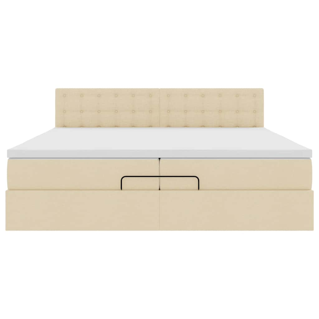 Ottoman-Bett mit Matratzen Creme 200x200 cm Stoff