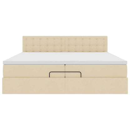 Ottoman-Bett mit Matratzen Creme 200x200 cm Stoff