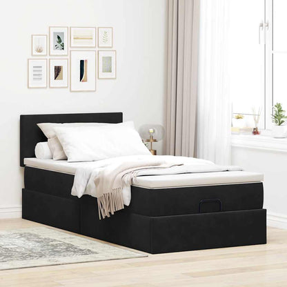 Ottoman-Bett mit Matratze Schwarz 80x200 cm Samt