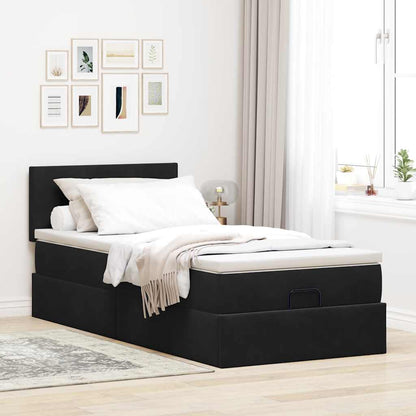 Ottoman-Bett mit Matratze Schwarz 100x200 cm Samt