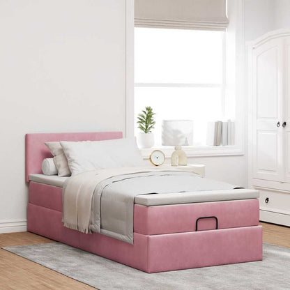 Ottoman-Bett mit Matratze Rosa 100x200 cm Samt