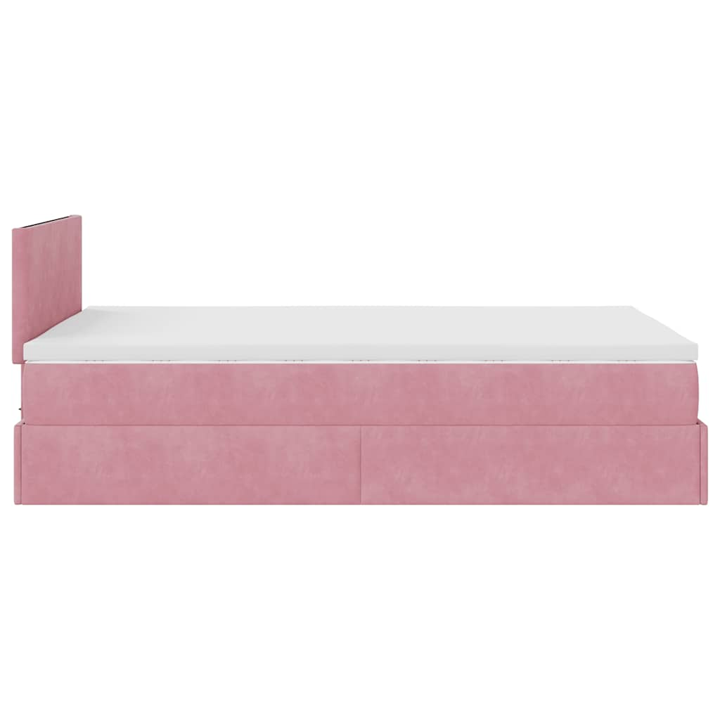 Ottoman-Bett mit Matratze Rosa 120x190 cm Samt