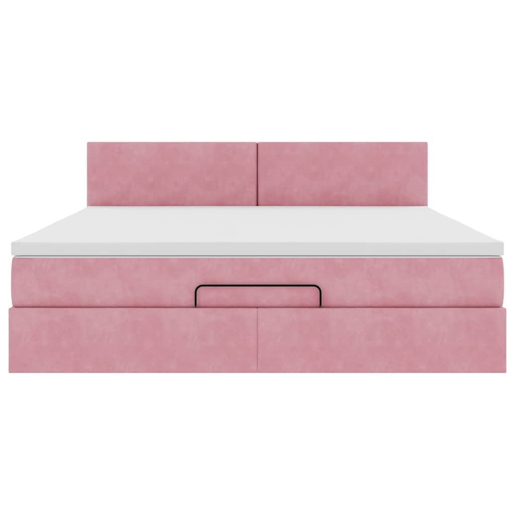 Ottoman-Bett mit Matratze Rosa 180x200 cm Samt