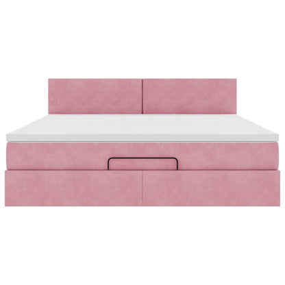 Ottoman-Bett mit Matratze Rosa 180x200 cm Samt