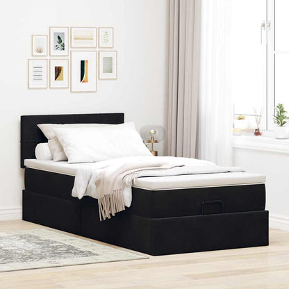 Ottoman-Bett mit Matratze Schwarz 90x200 cm Samt