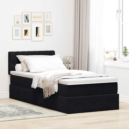 Ottoman-Bett mit Matratze Schwarz 80x200 cm Samt