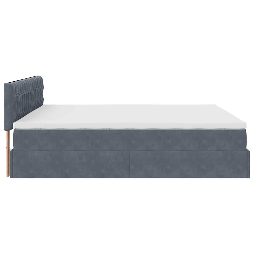 Ottoman-Bett mit Matratze Dunkelgrau 180x200 cm Samt