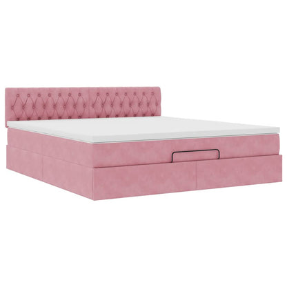 Ottoman-Bett mit Matratze Rosa 180x200 cm Samt