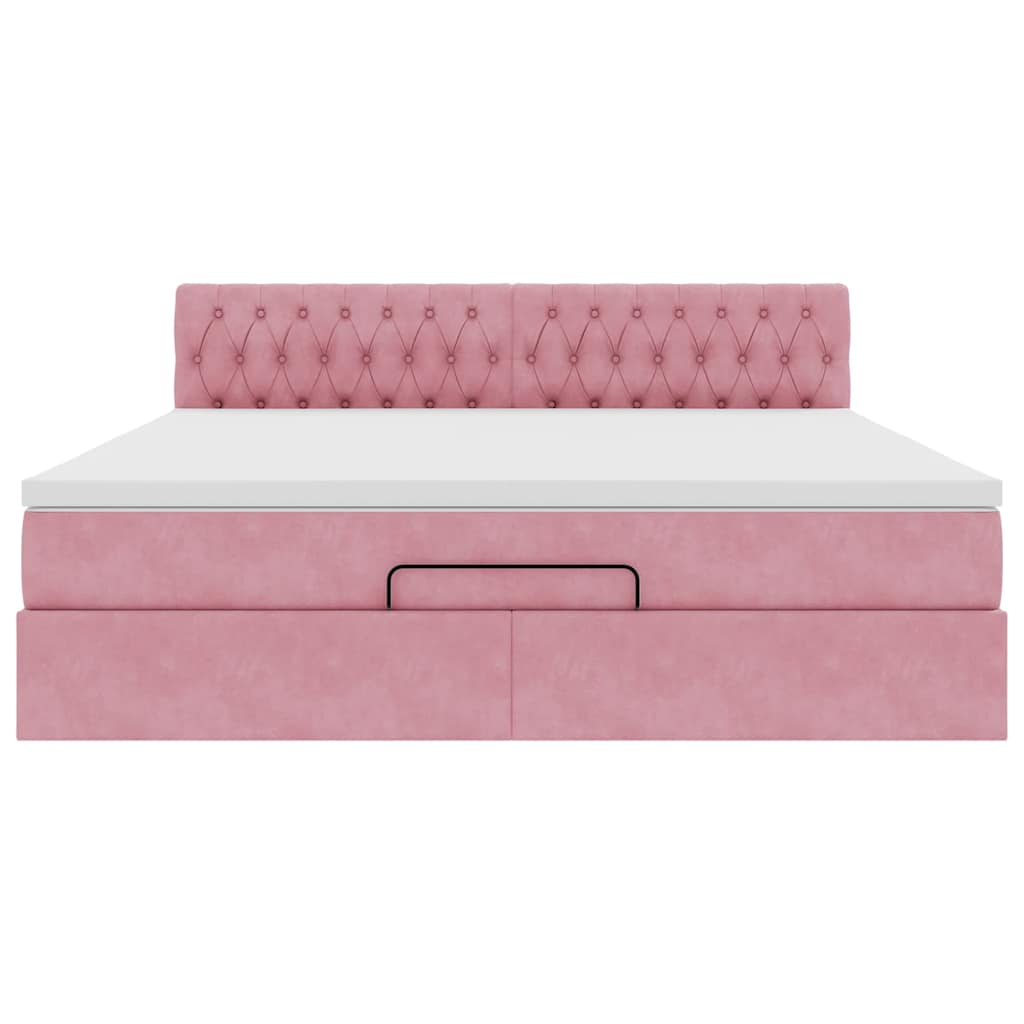 Ottoman-Bett mit Matratze Rosa 180x200 cm Samt