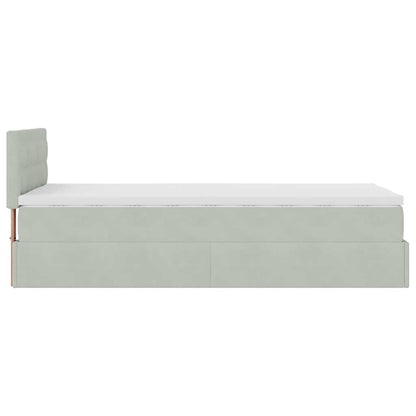 Ottoman-Bett mit Matratze Hellgrau 80x200 cm Samt