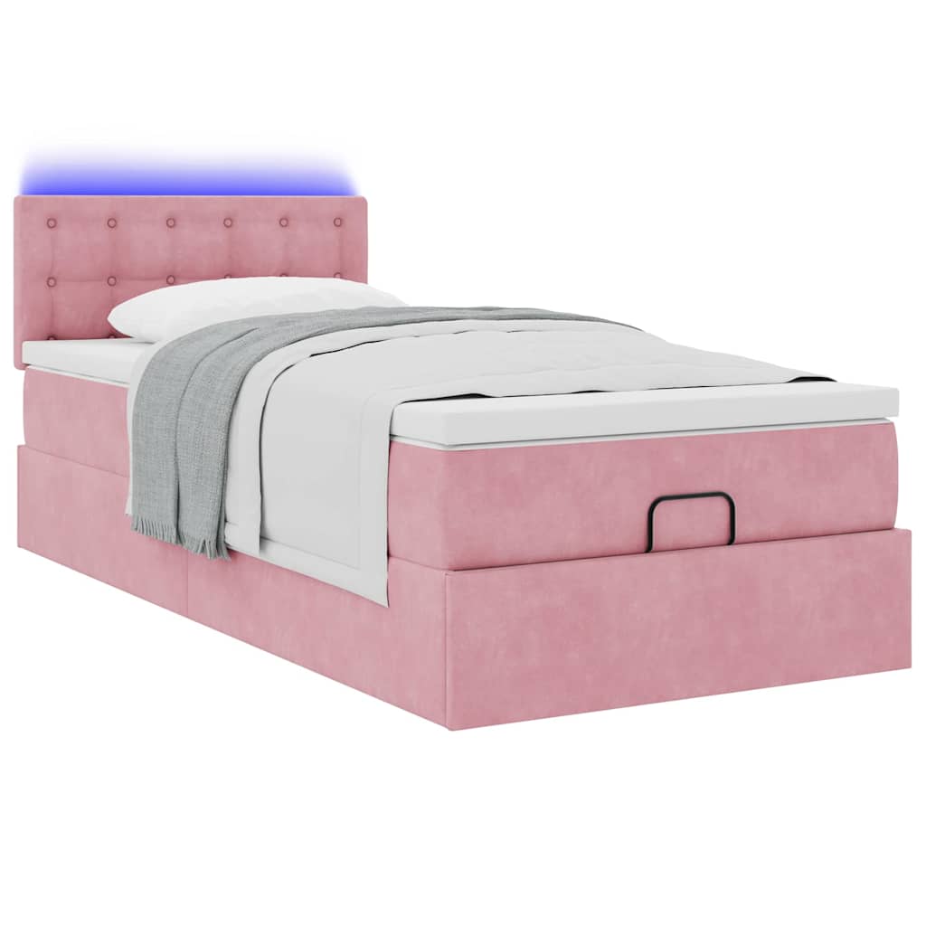 Ottoman-Bett mit Matratze Rosa 80x200 cm Samt