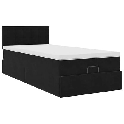 Ottoman-Bett mit Matratze Schwarz 90x200 cm Samt