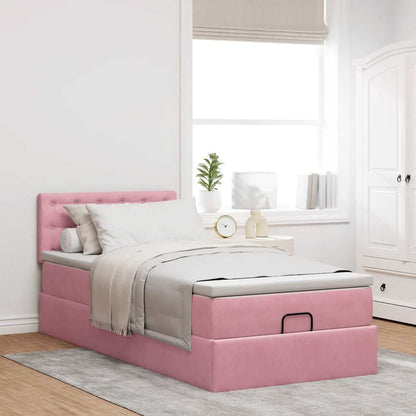 Ottoman-Bett mit Matratze Rosa 90x200 cm Samt