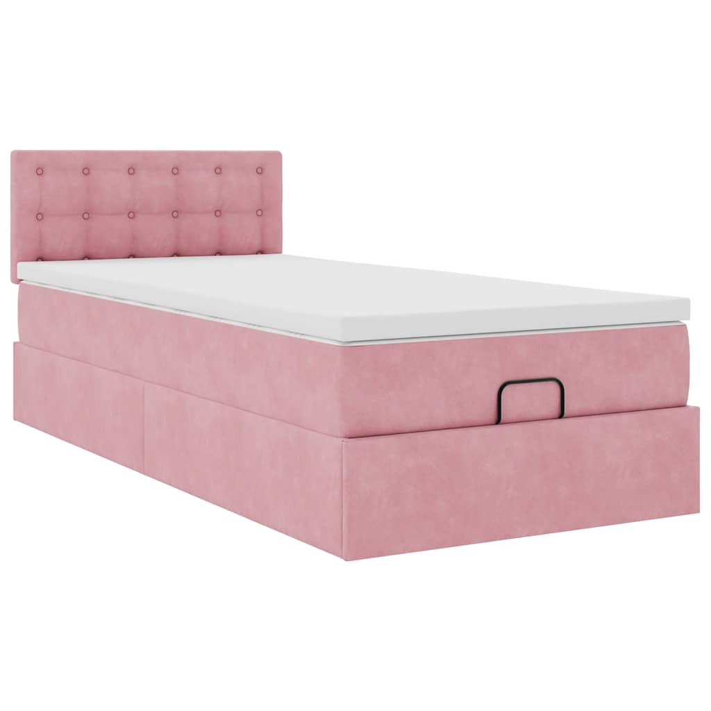 Ottoman-Bett mit Matratze Rosa 90x200 cm Samt