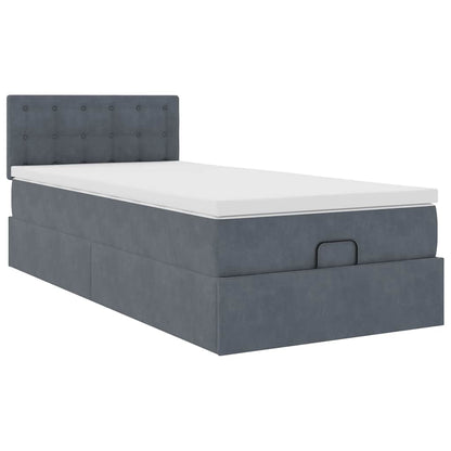 Ottoman-Bett mit Matratze Dunkelgrau 100x200 cm Samt