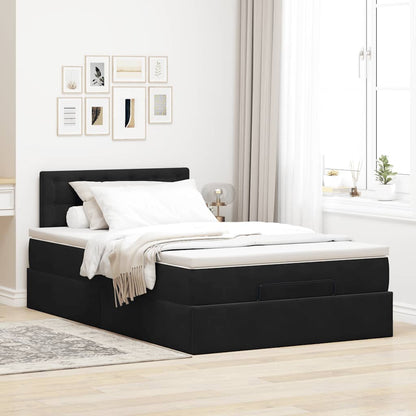 Ottoman-Bett mit Matratze Schwarz 120x190 cm Samt