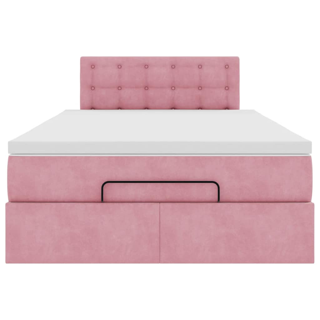 Ottoman-Bett mit Matratze Rosa 120x190 cm Samt