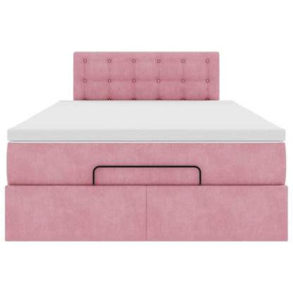 Ottoman-Bett mit Matratze Rosa 120x190 cm Samt