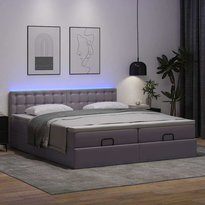 Ottoman-Bett mit Matratzen Grau 160x200 cm Kunstleder