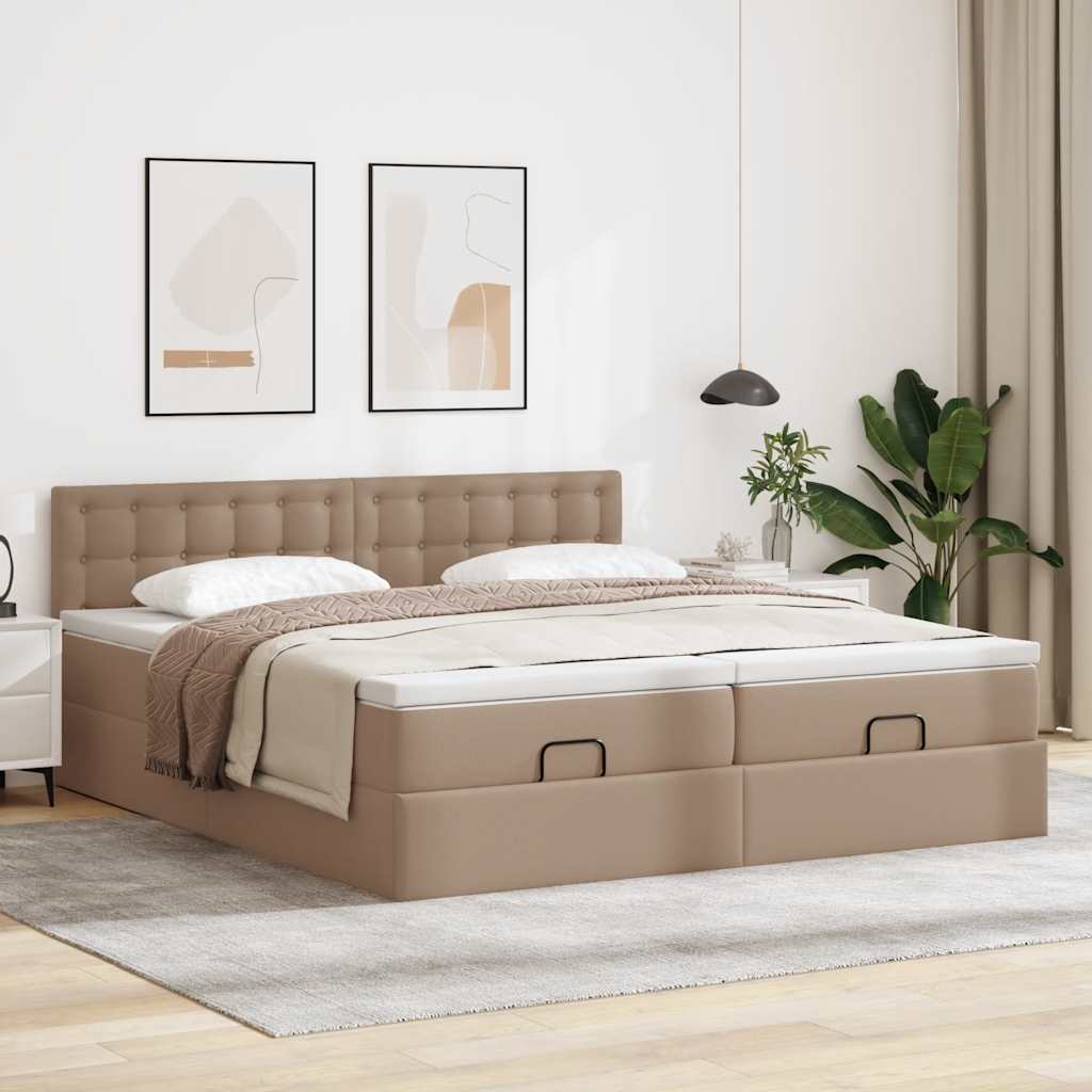 Ottoman-Bett mit Matratzen Cappuccino 200x200cm Kunstleder