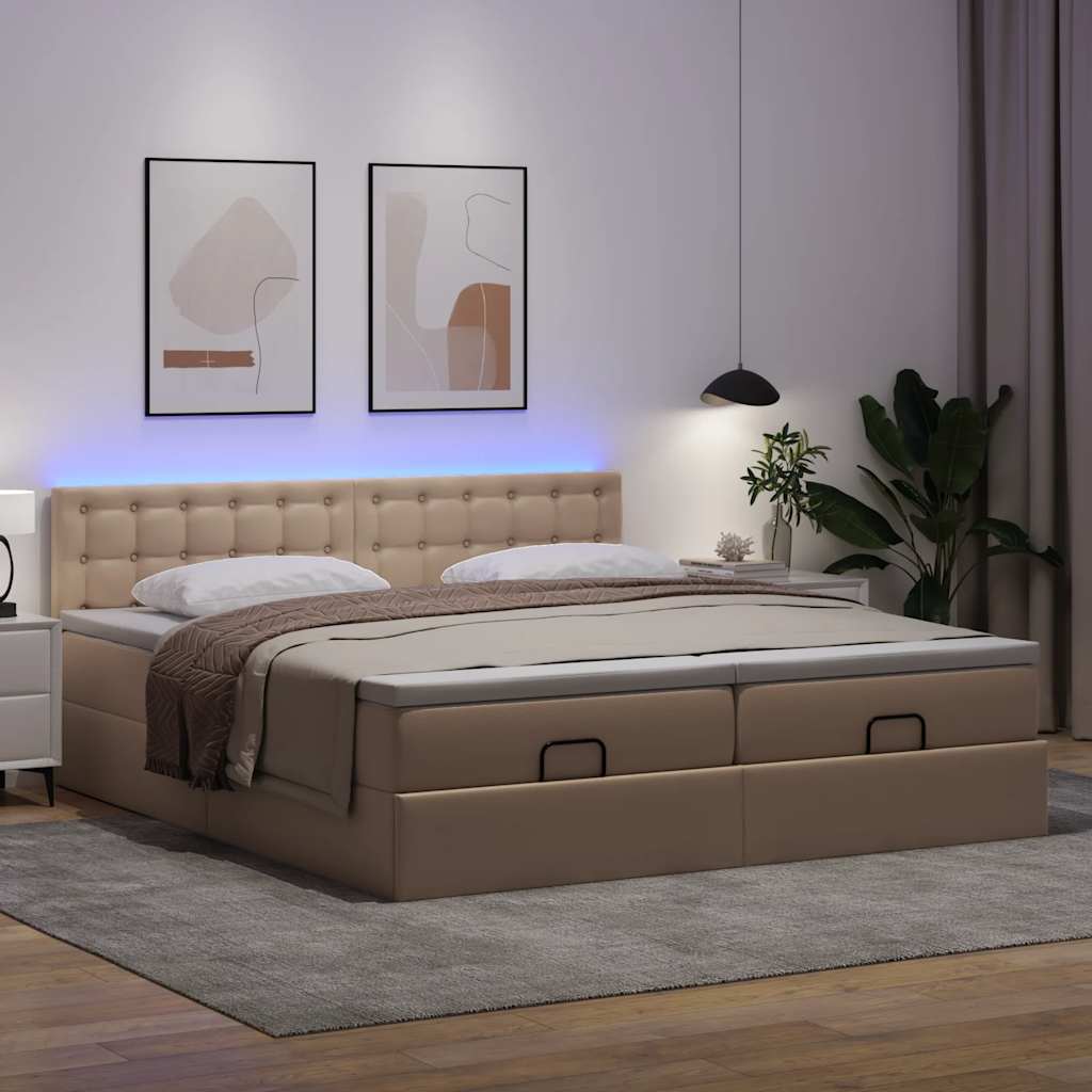 Ottoman-Bett mit Matratzen Cappuccino 200x200cm Kunstleder