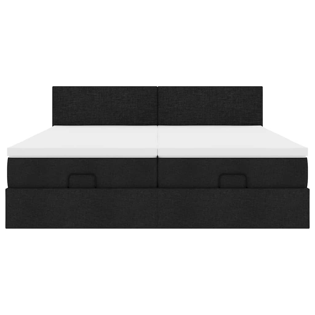 Ottoman-Bett mit Matratzen Schwarz 160x200 cm Stoff