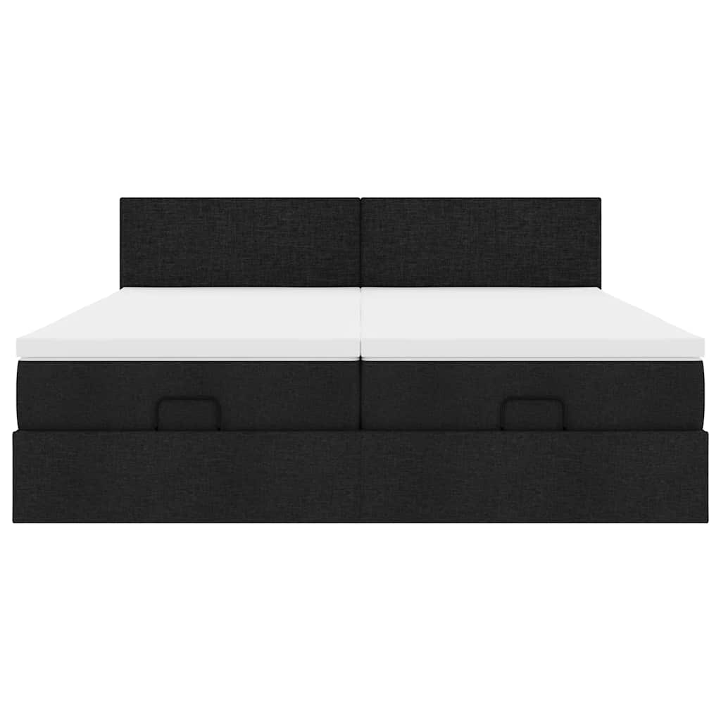 Ottoman-Bett mit Matratzen Schwarz 180x200 cm Stoff