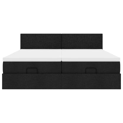 Ottoman-Bett mit Matratzen Schwarz 180x200 cm Stoff