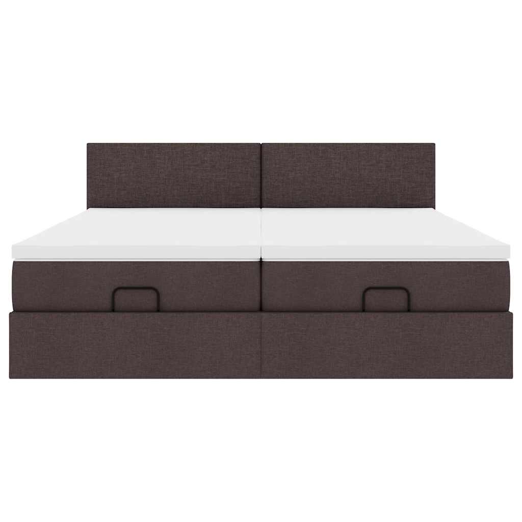 Ottoman-Bett mit Matratzen Dunkelbraun 180x200 cm Stoff