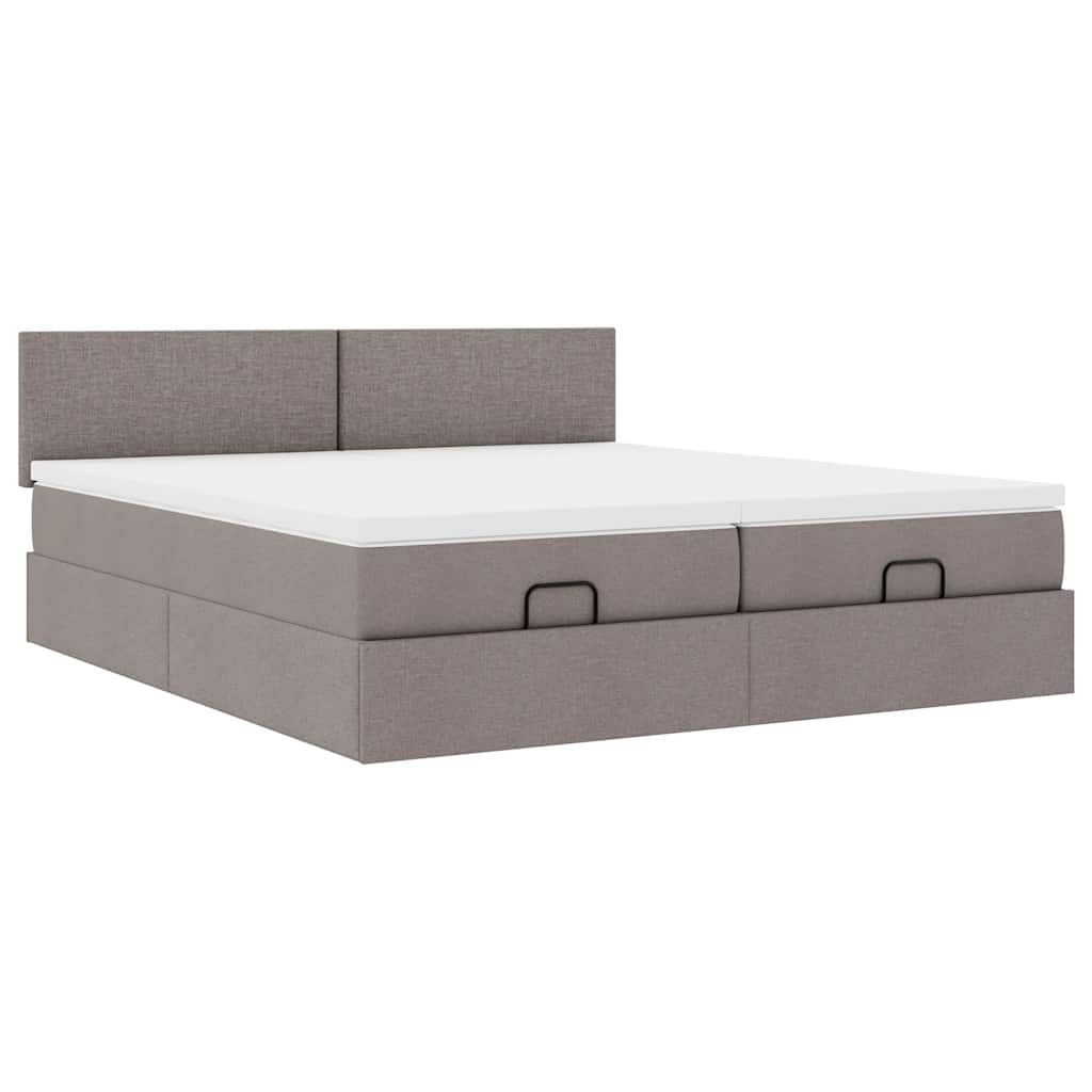 Ottoman-Bett mit Matratzen Taupe 180x200 cm Stoff