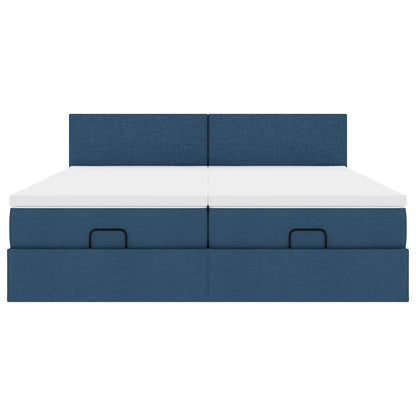 Ottoman-Bett mit Matratzen Blau 180x200 cm Stoff