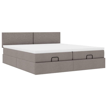 Ottoman-Bett mit Matratzen Taupe 200x200 cm Stoff