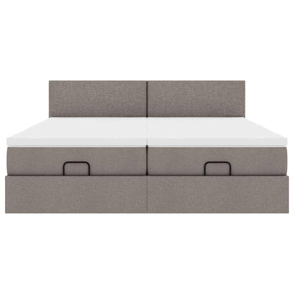 Ottoman-Bett mit Matratzen Taupe 200x200 cm Stoff