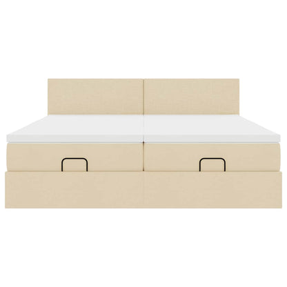 Ottoman-Bett mit Matratzen Creme 200x200 cm Stoff