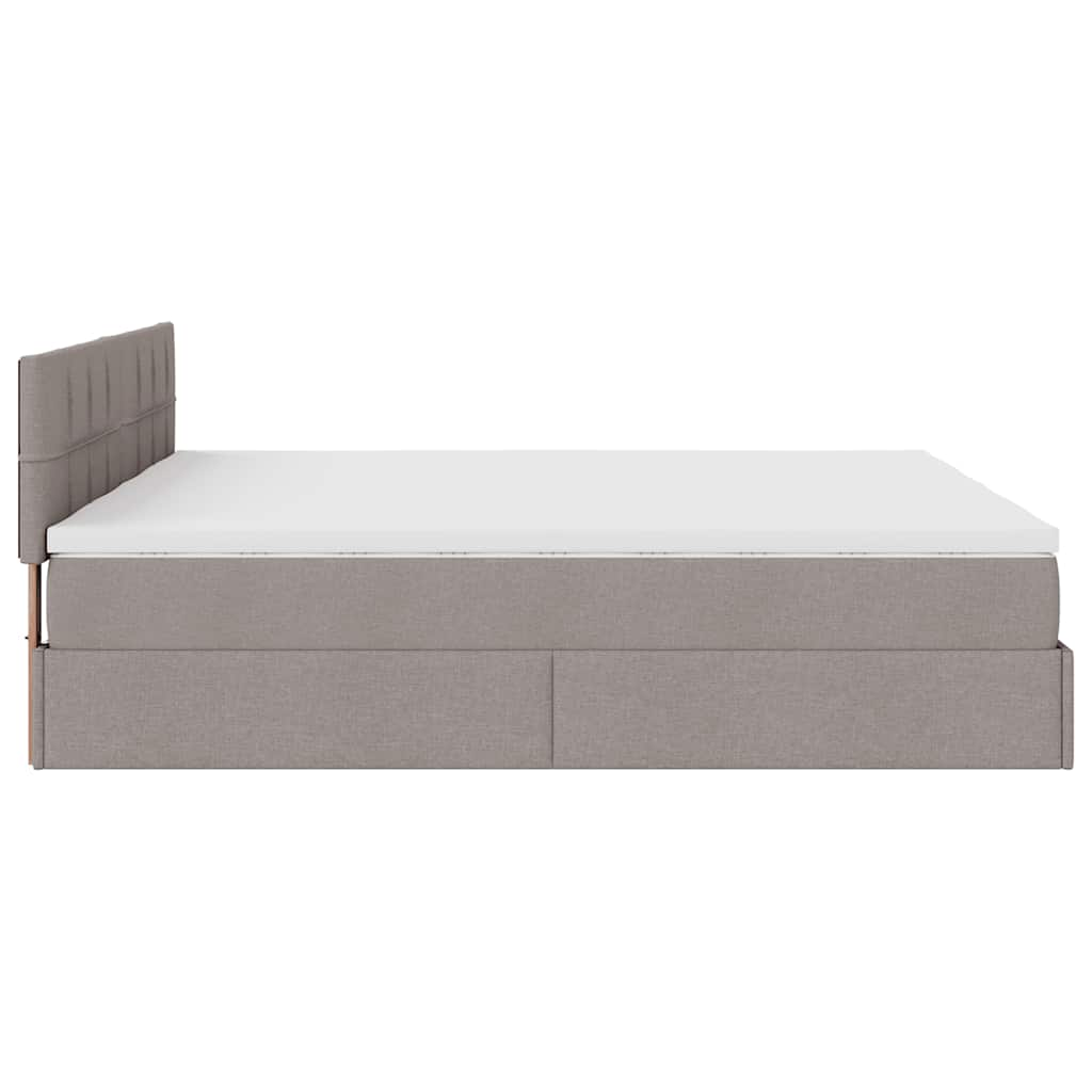 Ottoman-Bett mit Matratzen Taupe 180x200 cm Stoff